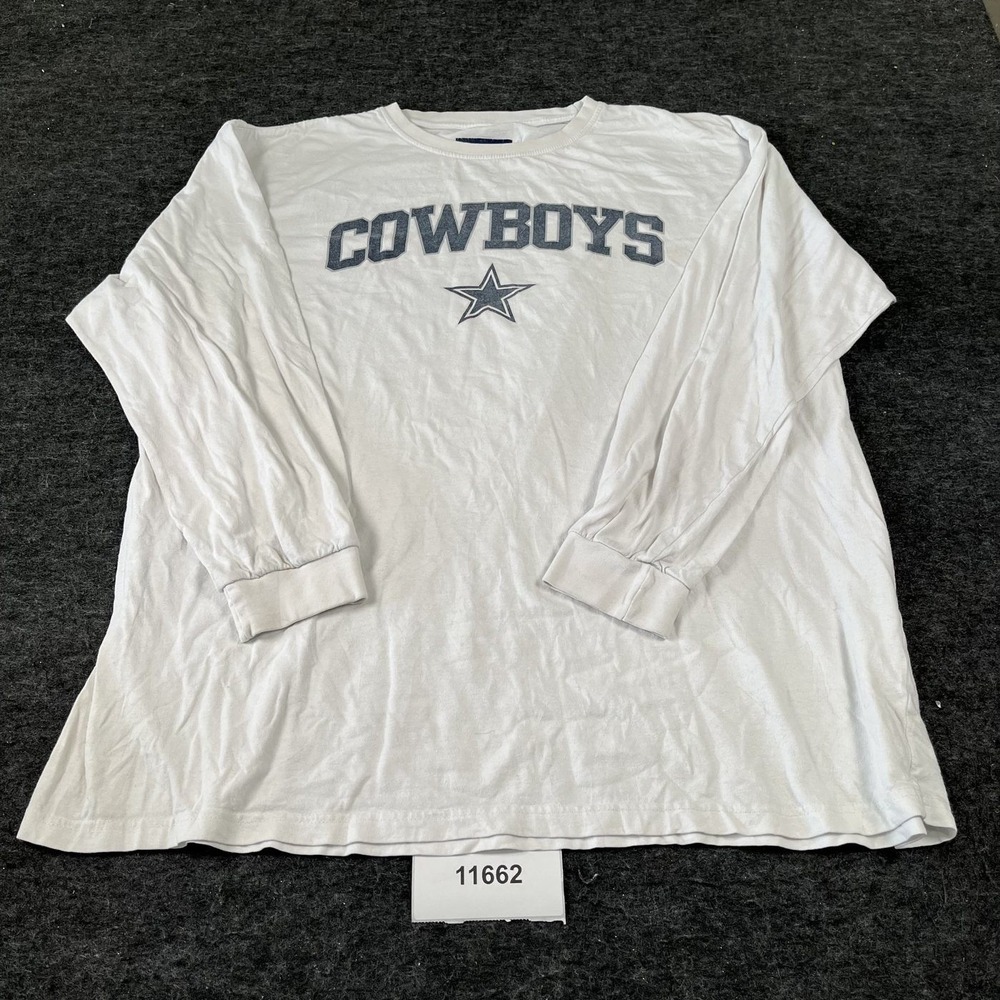 Dallas Cowboys NFL White Long Sleeve T-Shirt Mens 2XLT Cowboys Authentic Cotton